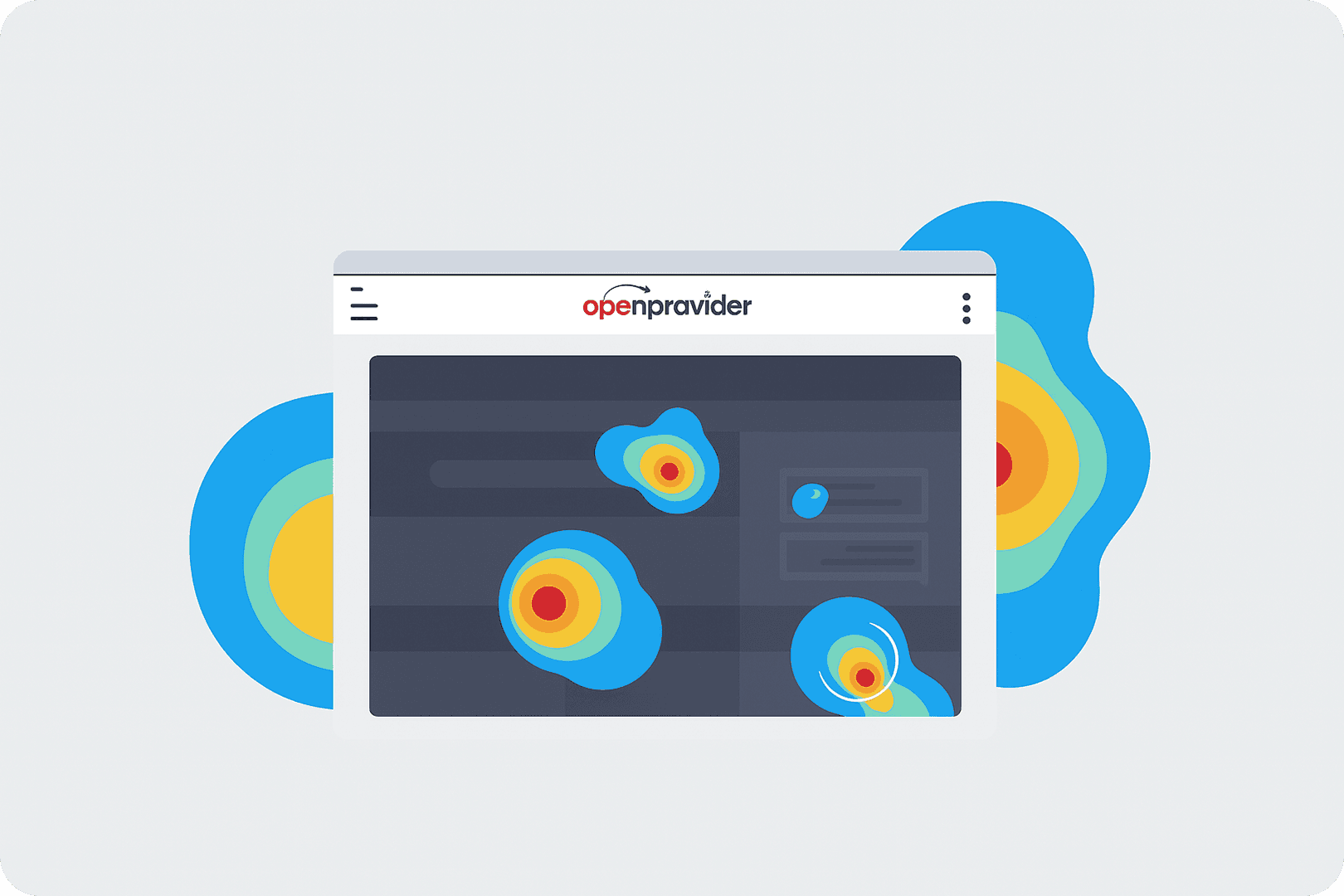 Openprovider website with a heatmap of where visitors click