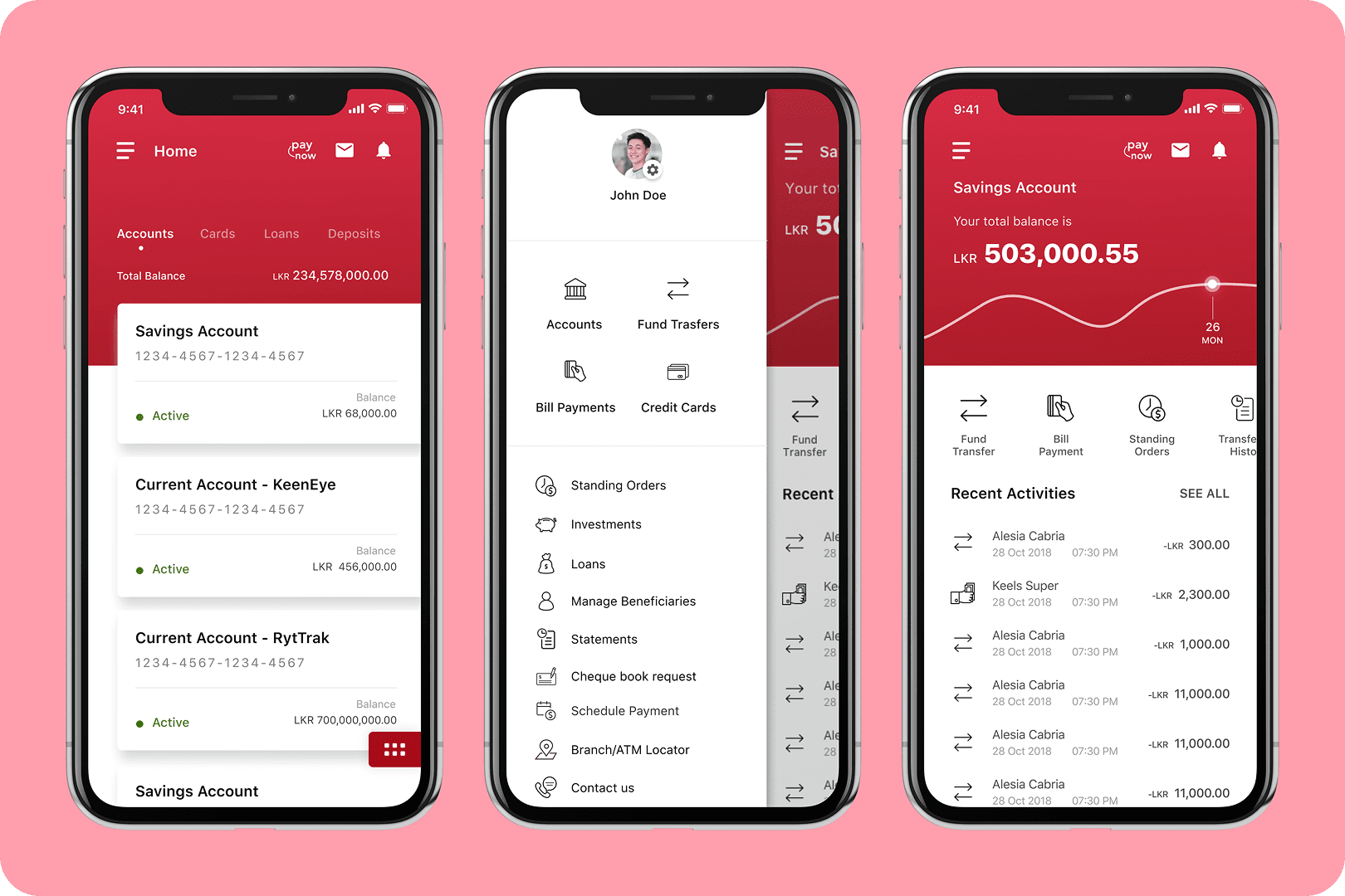 Seylan Bank mobile app screens