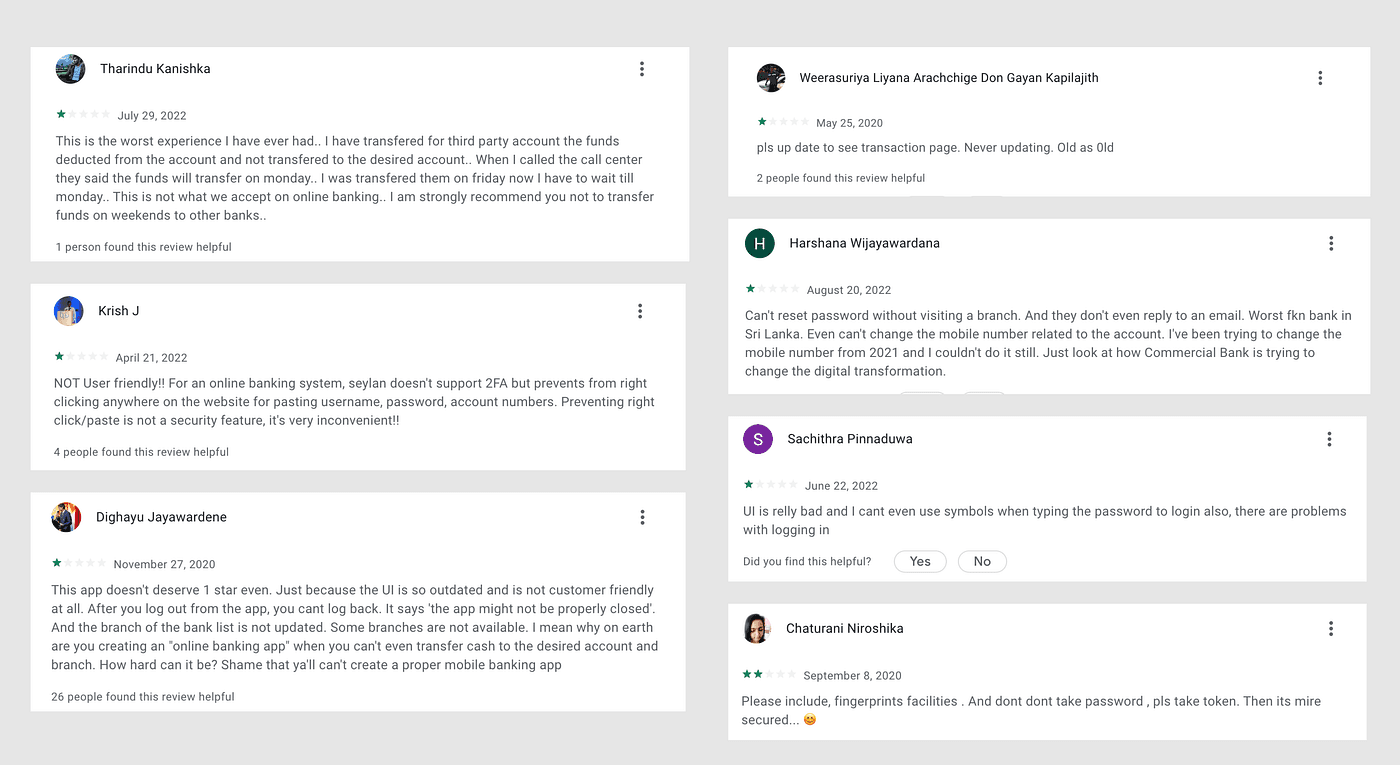 Play Store reviews of the previous app version