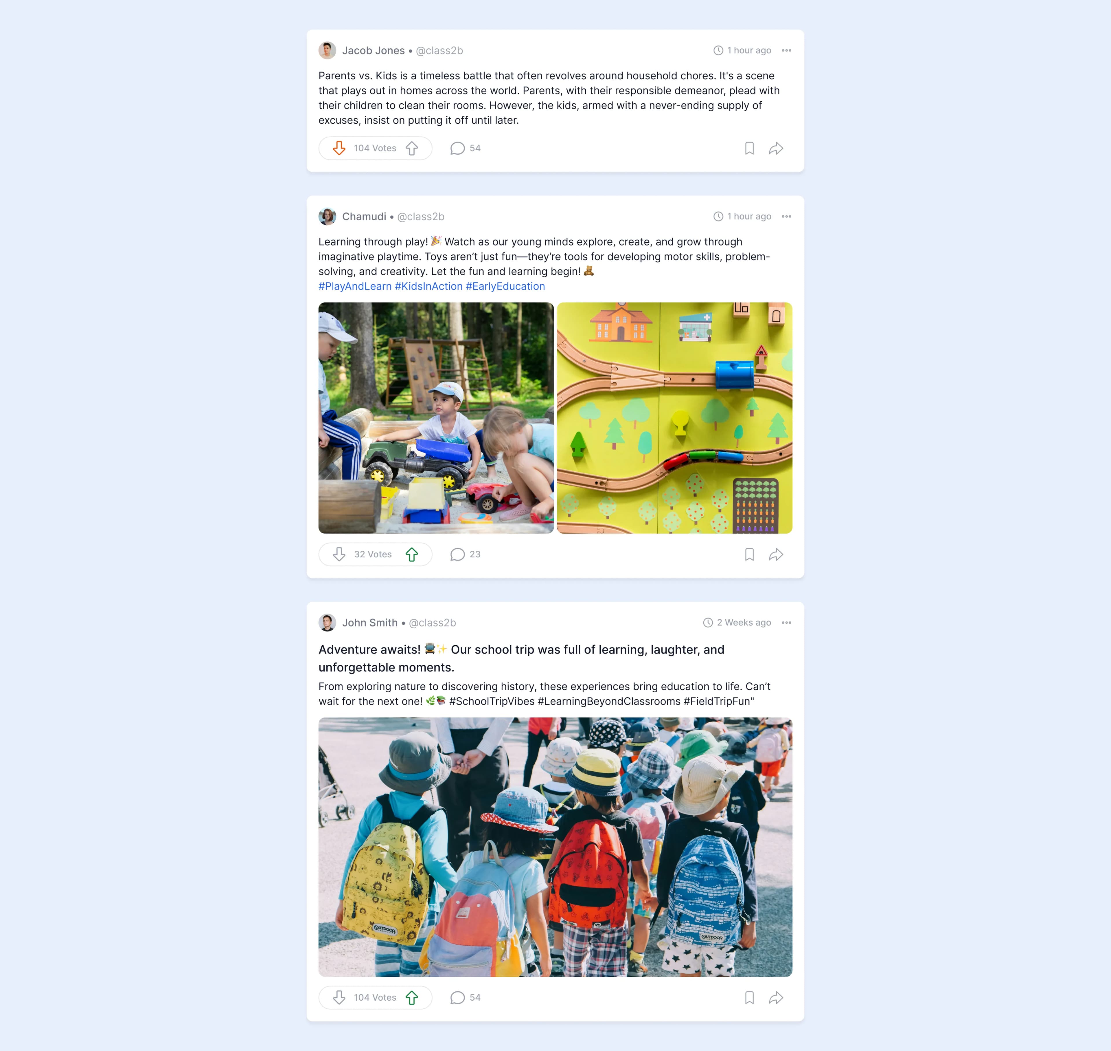 Web news feed with image posts and voting