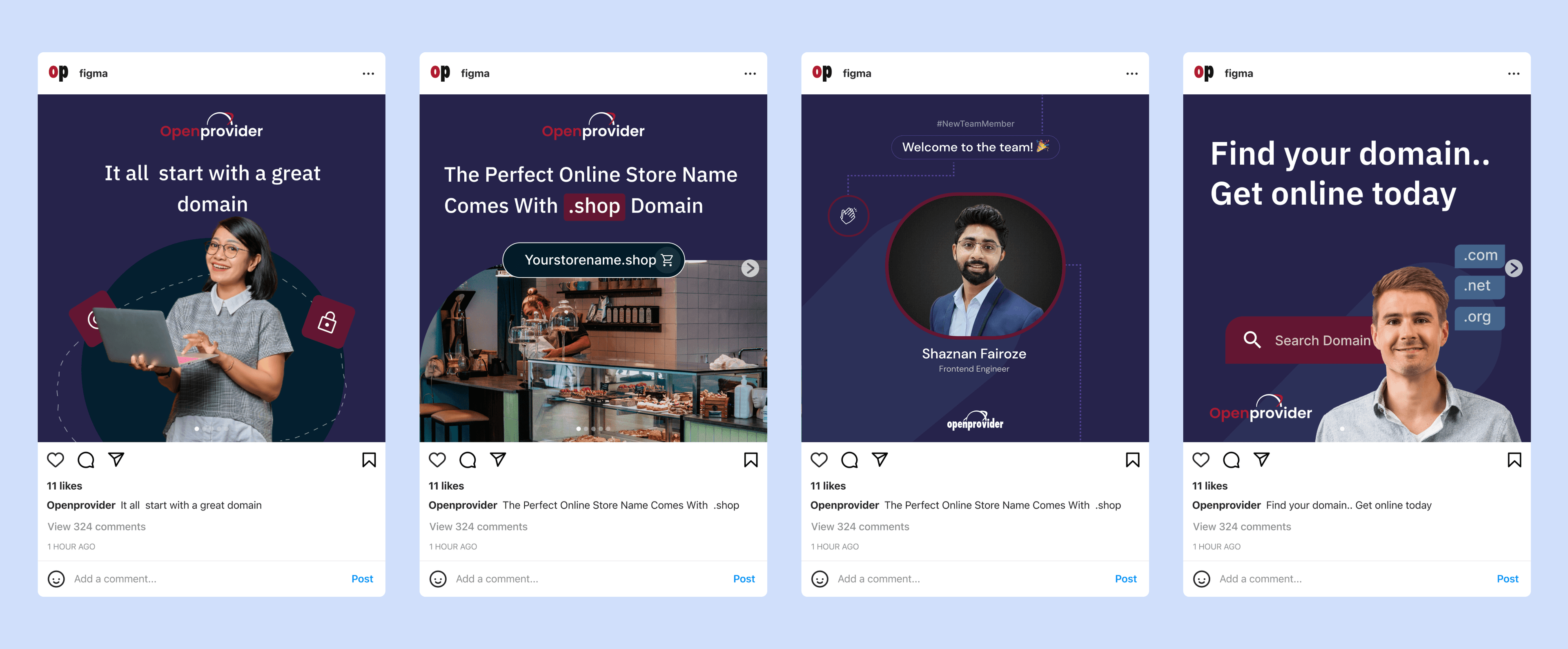 Social media designs in the new brand style