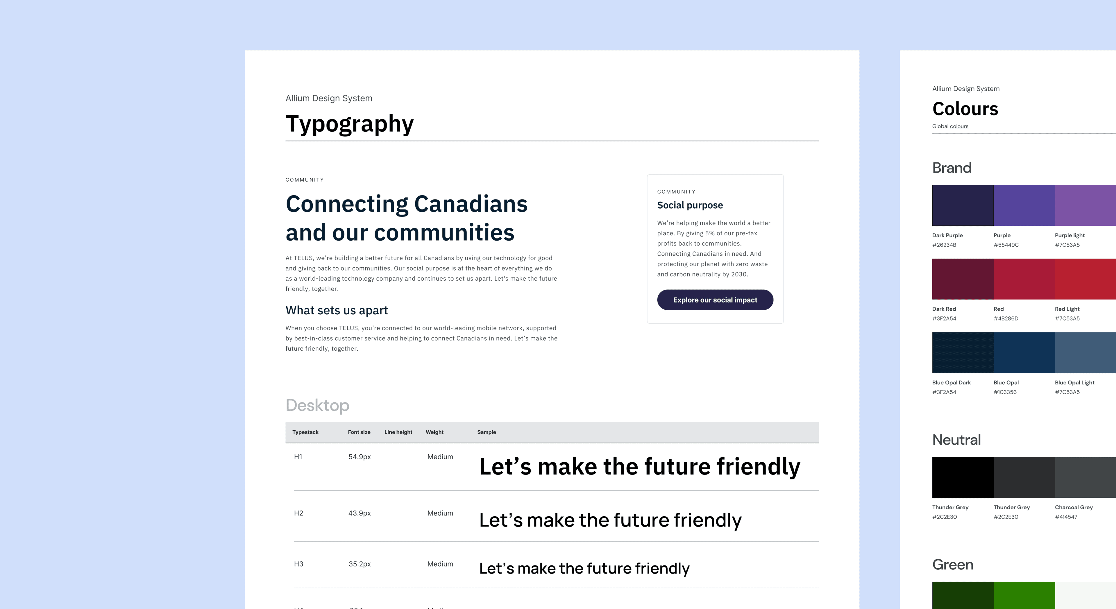 Brand styles: typefaces, colour palette and components