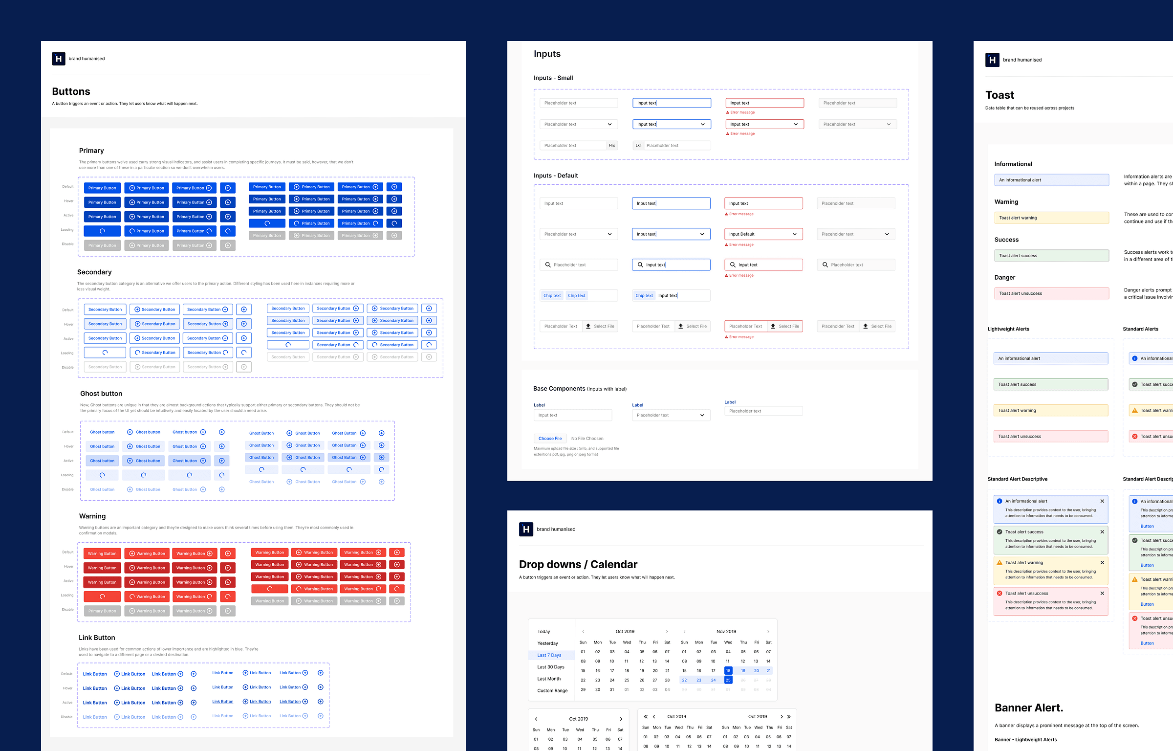 Design system button and input components
